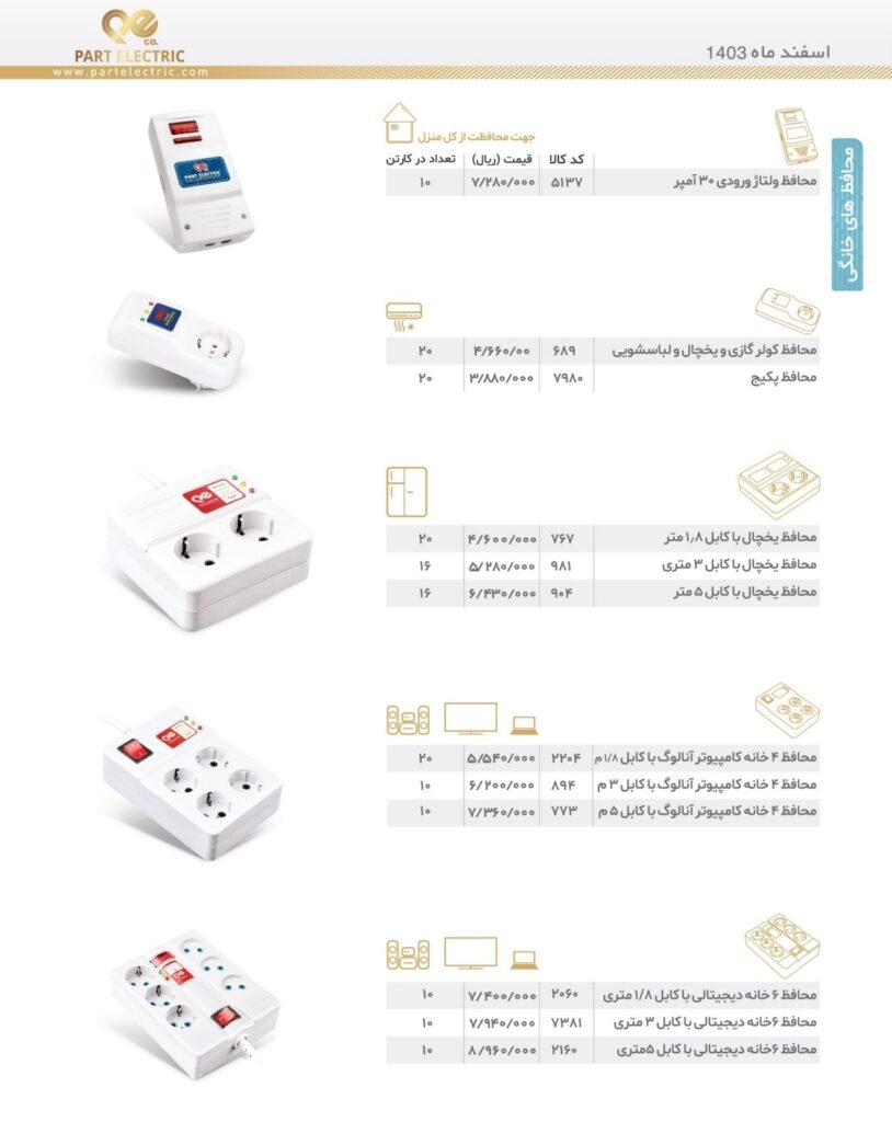 لیست قیمت پارت الکتریک