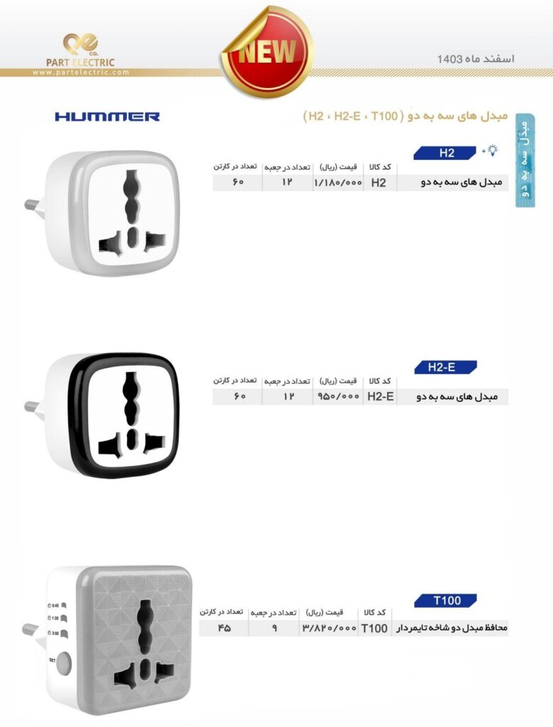 لیست قیمت پارت الکتریک